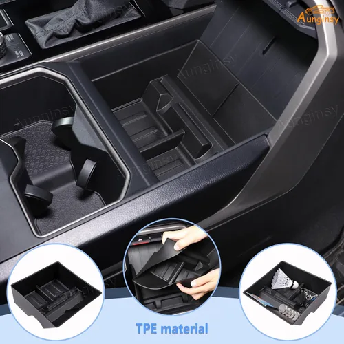 Vista 3 de Aunginsy Caja de almacenamiento de consola central inferior para automóvil compatible con Toyota Tundra 2022-2026, bandeja organizadora