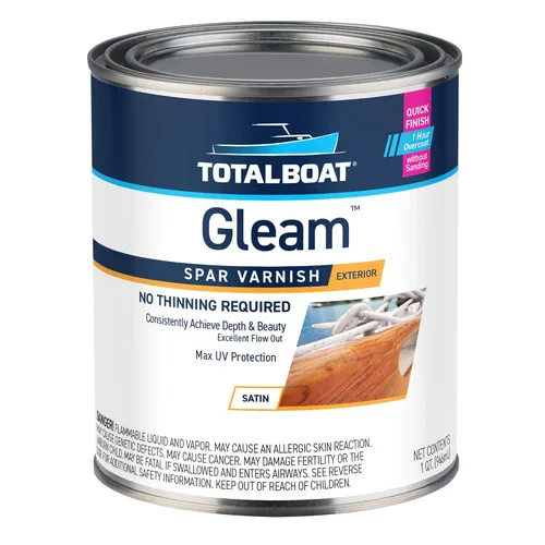 Vista 10 de TotalBoat Gleam Marine Spar - Barniz brillante y satinado para madera, barcos y muebles de exterior (brillo, dos pintas)