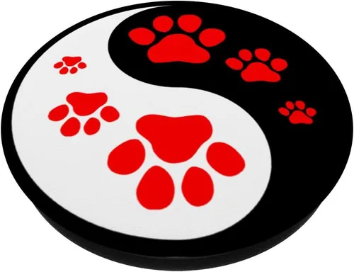 Vista 2 de Pata de perro con diseño de pata de perro, color rojo, blanco y negro