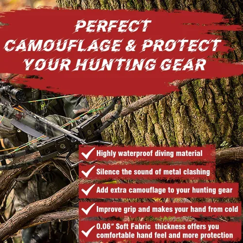 Vista 5 de Cinta silenciadora de camuflaje, 2 rollos de cinta autoadhesiva silenciadora de tela protectora para silenciar accesorios de caza de metal