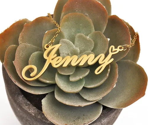 Vista 4 de Aoloshow Collar con nombre de oro, dije de corazón, joyería personalizada para mujeres, adolescentes y niñas, regalo de graduación, Metal, Acero