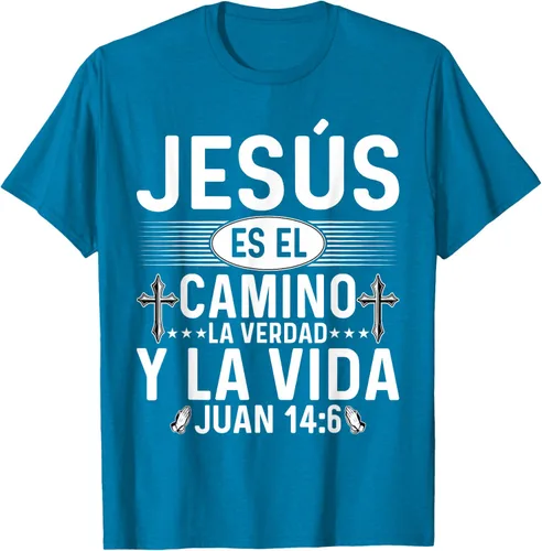 Vista 7 de Camisetas Cristianas en español Versículos Biblia Juan 14:6 Camiseta, Negro, S