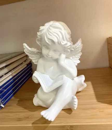 Vista 3 de Estatua de ángel de lectura de 6.5 pulgadas, estatua de ángel de lectura para estantes de libros, estatuilla de ángeles de ángeles para decoración