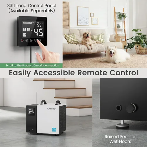 Vista 6 de Waykar Deshumidificador de 70 Pintas Energy Star para Espacios de Acceso Restringido con Bomba, Deshumidificador Comercial para Sótanos y Hogar
