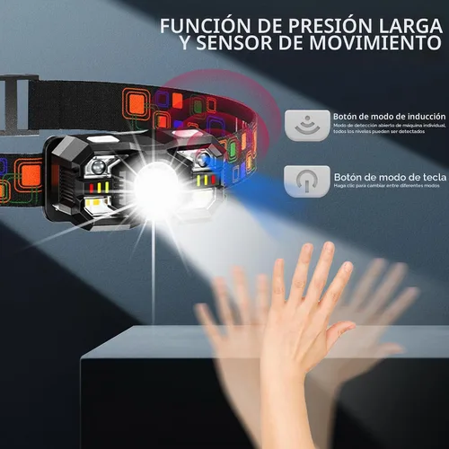 Vista 4 de KunHe Paquete de 10 faros delanteros LED recargables con sensor de movimiento, 10 modos para equipo de campamento al aire libre, senderismo, pesca