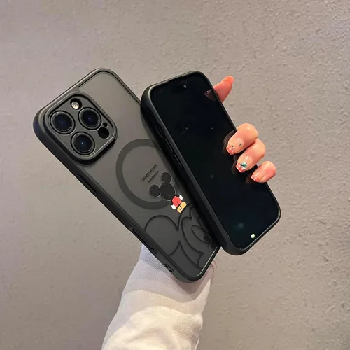 Vista 8 de Funda para iPhone 16 Pro Max [Compatible con MagSafe], diseño bonito, magnético, negro translúcido, mate, con borde de TPU suave y parte trasera