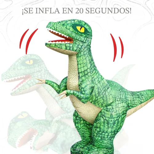 Vista 4 de Jovow Juguete inflable de dinosaurio con control remoto de 2.4 GHZ para niños, dinosaurio de juguete eléctrico con rotación de 360°, hacia adelante