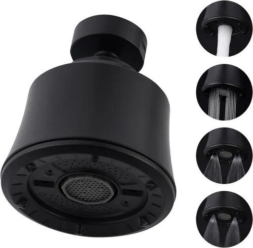 Vista 9 de iFealClear Cabezal de Grifo de Fregadero de Cocina, Cabezal Rociador Giratorio de 360 Grados con 4 Modos de Pulverización, Adaptador Aireador