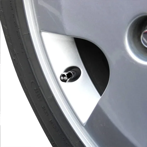 Vista 4 de XDG 4 cubiertas de polvo para llantas de llantas de aleación de zinc cromadas para Chevy Camaro Ford (plateado)