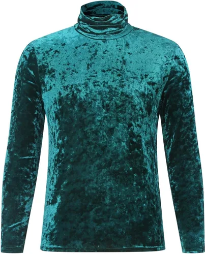 Vista 2 de Sudadera de sherpa de manga larga con cuello alto para hombre, suéter mullido de forro polar de invierno, ajuste entallado