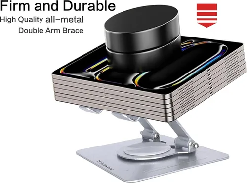 Vista 5 de Soporte para tablet para escritorio, soporte ajustable para tableta de escritorio, tableta plegable con base giratoria de 360 grados para iPad Pro