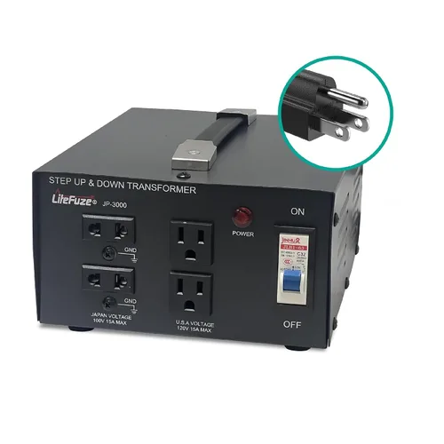 Vista 2 de Convertidor Transformador de Voltaje de 3000 Vatios para Japón Elevador/Reductor - 100v a 120v / 120v a 100v Convertidor de Energía Japonés - Cable