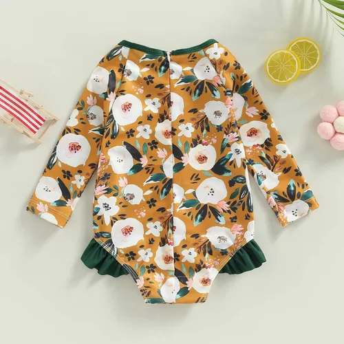 Vista 54 de MERSARIPHY Traje de baño de una pieza para niña pequeña, traje de baño de manga larga, traje de baño para niñas
