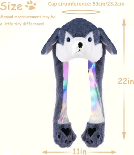 Vista 5 de Arcimatto Sombrero de animal para disfrazarse, fiesta de cosplay, Navidad, vacaciones, lindo gorro con solapa para niños y adultos