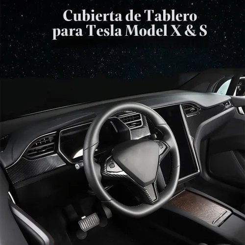 Vista 3 de OUBOLUN - Consola central de fibra de carbono ABS para Tesla Model S X 2014