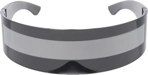 Vista 7 de zeroUV - 80s Futuristic Cyclops Cyberpunk Visor Sunglasses with Semi Translucent Mirrored Lens Shield Sunglasses