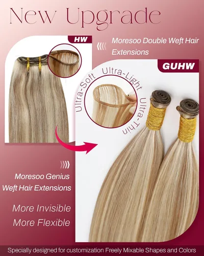 Vista 97 de Moresoo Extensiones de cabello humano real para coser, color negro natural