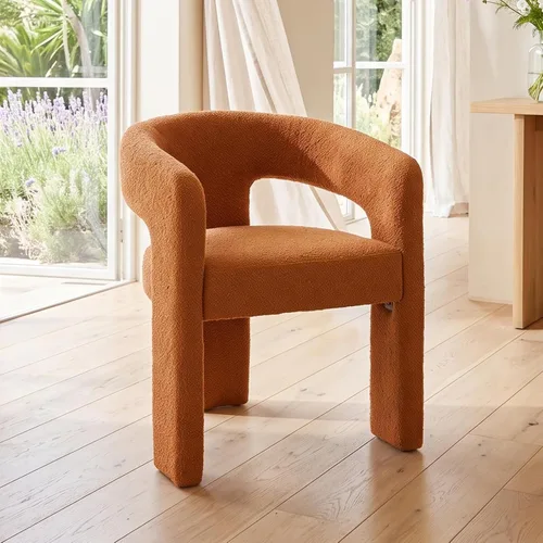 Vista 14 de Silla de Comedor Moderna de Chenille Tipo Barril Tapizada en Tela para Comedor con Brazo, Cómoda Silla Auxiliar de Acento para Cocina/Sala