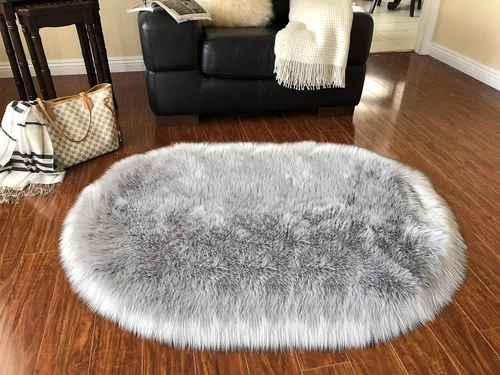 Vista 19 de LAMBZY Alfombra de pelo de oveja sintética, hipoalergénica, ovalada, sedosa, lujosa, para dormitorio, sala de estar, habitación de los niños, sofá