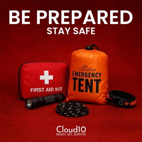 Vista 9 de CloudTen Emergency Tent: Lightweight 2 Person Survival Tent with Multi-Function Paracord Bracelets - Essential Survival Gear & Bug Out Bag Items for