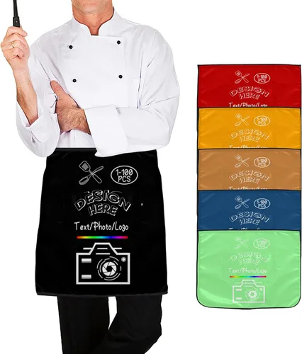 Vista 9 de Delantal personalizado para mujeres y hombres, haz tu propio nombre, foto personalizado, delantal de cocina de chef, 1-100 piezas delantales