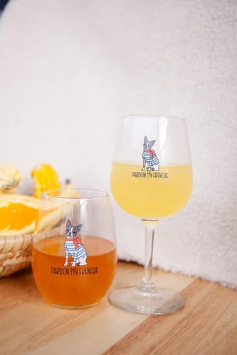 Vista 5 de Pardon My Frenchie - Copa de vino y cóctel de 13 onzas, para los amantes de los perros y del bulldog francés, regalo lindo y divertido para mamá
