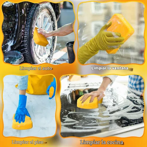 Vista 6 de Tioncy 6 esponjas grandes a granel de 7.5 x 5.5 x 1.9 pulgadas, lechada de espuma para lavado de autos, esponja de limpieza y lavado, espuma