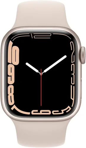 Vista 2 de Apple Reloj Serie 7 (GPS + celular, 1.772 in) Caja de aluminio Starlight con correa deportiva Starlight (renovado)