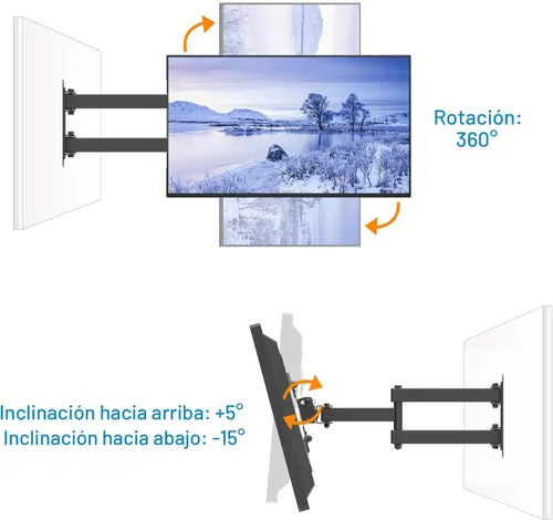 Vista 3 de EVERVIEW Soporte de montaje en pared para monitor de TV de movimiento completo, brazos articulados, rotación de extensión de inclinación giratoria