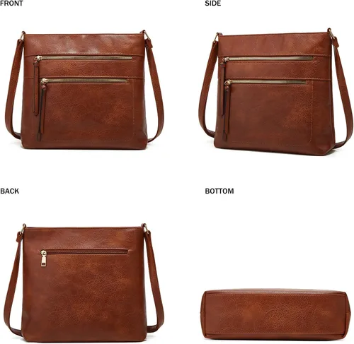 Vista 4 de ASBEFORE Bolso cruzado de cuero para mujer, bolso cruzado de moda
