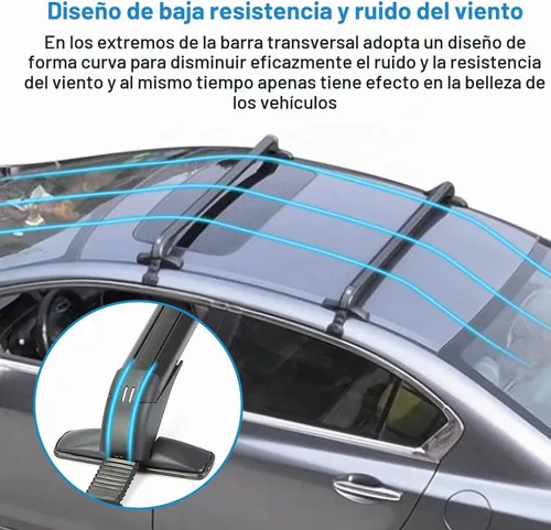 Vista 8 de Barras transversales universales para techo, barras transversales de aluminio de 43 pulgadas con bloqueo antirrobo, marco de ventana ajustable