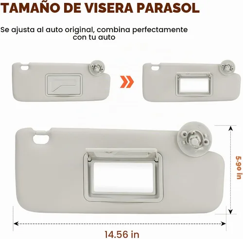 Vista 2 de Reemplazo de visera solar lateral derecha para pasajero gris compatible con Chevrolet Spark 2012 2013 2014 2015 2016, Chevrolet Chevy Sonic, 2013