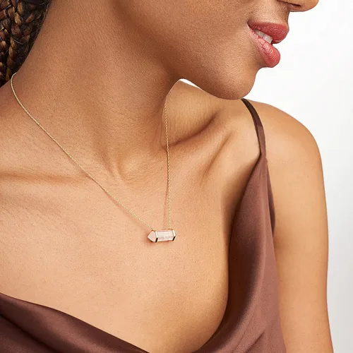 Vista 2 de MORGAN & PAIGE Quartz Crystal Necklace Chakra for Women Teens and Girls - 18K Yellow Gold Plated Sterling Silver Healing Dainty Pendant, Clear Stone