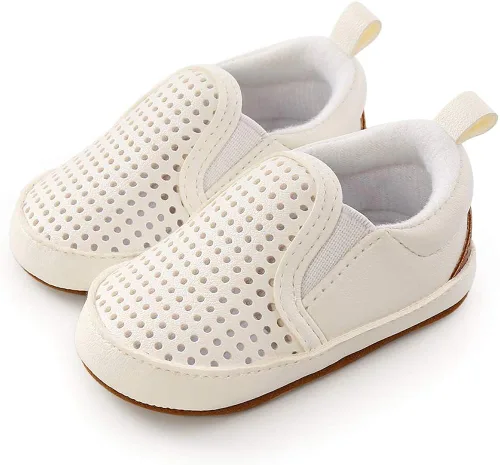Vista 3 de Meckior - Zapatos para recién nacidos tipo mocasines de lona con suela suave para recién nacidos bebés niños y niñas que estén dando sus primeros