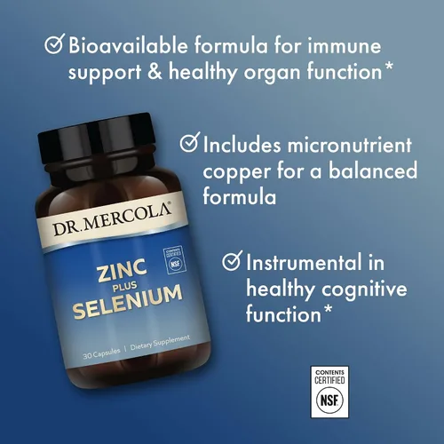 Vista 4 de Dr. Mercola Zinc Plus Selenio - Suplemento de mezcla mineral - para apoyo inmunológico, cerebral y respiratorio - Contiene quelato de glicinato