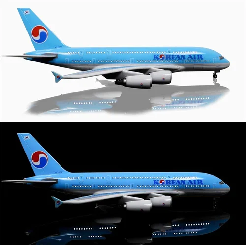 Vista 5 de 24-Hours 18" 1:160 modelo de avión Corea Airbus 380 modelo avión con luz LED (toque o control de sonido) para decoración o regalo