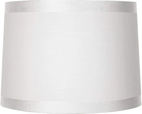 Vista 5 de Juego de 2 pantallas de lámpara de tambor grandes de tela blanca (premontadas) de 13 pulgadas superior x 14 pulgadas inferior x 10 pulgadas de alto