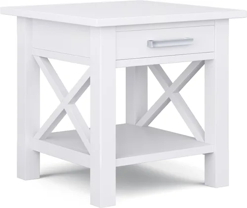 Vista 22 de SIMPLIHOME Kitchener - Mesa auxiliar cuadrada de madera maciza de 21 pulgadas de ancho, color marrón Contemporary accent table with X-design, a