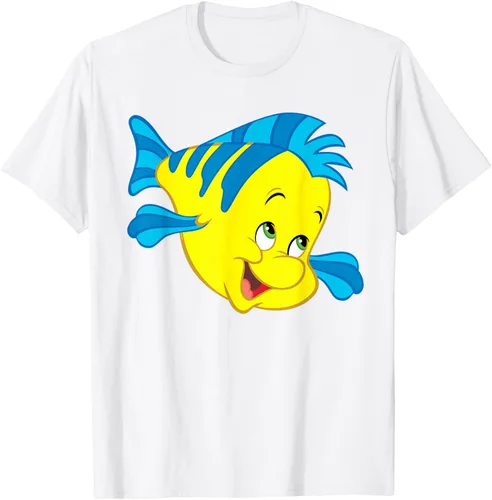 Vista 102 de Disney Camiseta de disfraz de cara grande de la Sirenita Flounder Sidekick