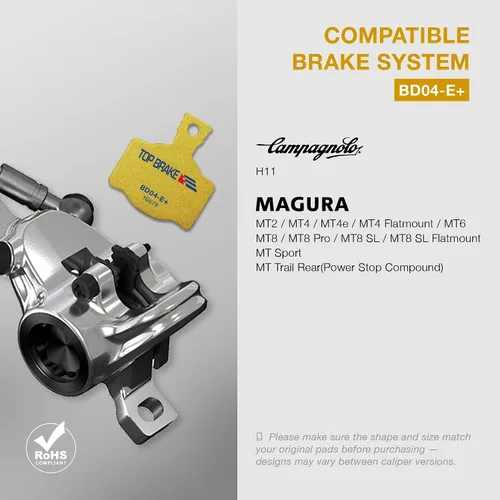 Vista 4 de TOP BRAKE Disc Bike Brake Pads Compatible with MAGURA MT2 MT4 MT6 MT8 MT4E MT8 Pro MT8 SL MT Sport MT Trail Rear MTB eMTB Gravel Cross Country(XC)