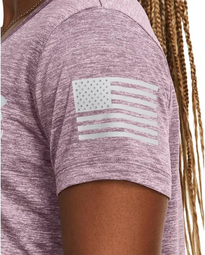Vista 4 de Under Armour Camiseta Freedom Tech de manga corta con cuello en V para mujer
