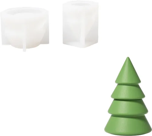 Vista 9 de BOOWAN Nicole Moldes de silicona apilables para árbol de Navidad con tapa, moldes modulares de silicona para hormigón Jesmonite, cemento hecho a