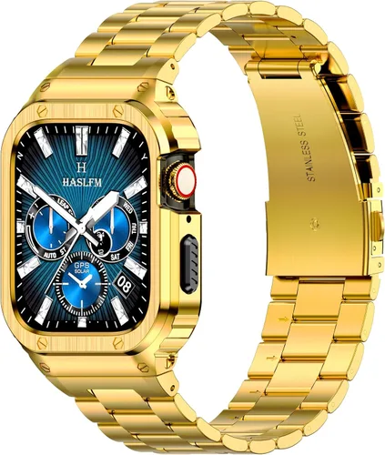 Vista 19 de Correa y funda de acero inoxidable compatible con Apple Watch Band 1.496 Negro