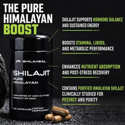Vista 3 de Cápsulas naturales de shilajit del Himalaya, alto ácido fúlvico y más de 85 oligominerales, probado en laboratorio para pureza, suplemento natural