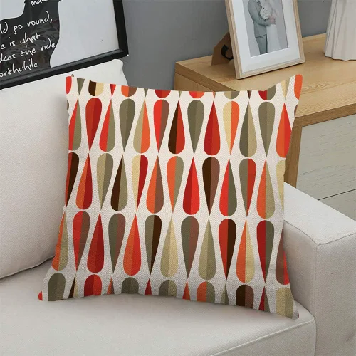 Vista 5 de Funda de almohada de estilo moderno de mediados de siglo, retro, con formas de caída en tonos, funda de cojín decorativa abstracta para el hogar