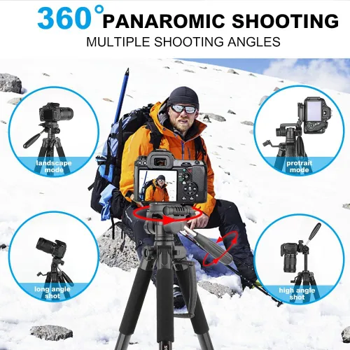 Vista 2 de ZOMEi Soporte de trípode DSLR de alta resistencia de 74.0 in, extensión multifuncional alta, disparo multiángulo, compatible con cámaras, teléfonos