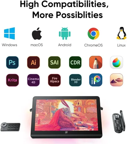 Vista 8 de XPPen Tableta de Dibujo 4K UHD Artist Pro 19 Gen2 con Pantalla, Tableta Gráfica 156% sRGB con Monitor de Dibujo Antirreflejo de 1.07 Mil Millones