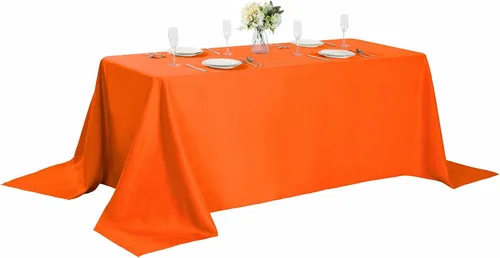 Vista 100 de Mantel rectangular de tela de poliéster lavable de 60 x 120 pulgadas, para decoración de bodas, fiestas, comedores, banquetes