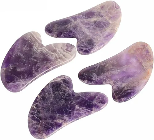 Vista 3 de Piedra preciosa natural de cristal Gua Sha herramienta de raspado SPA herramienta de masaje (amatista)