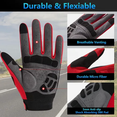 Vista 2 de FIORETTO Guantes de bicicleta de montaña para hombres y mujeres guantes de ciclismo de motocicleta con almohadilla SBR de 0197in protección